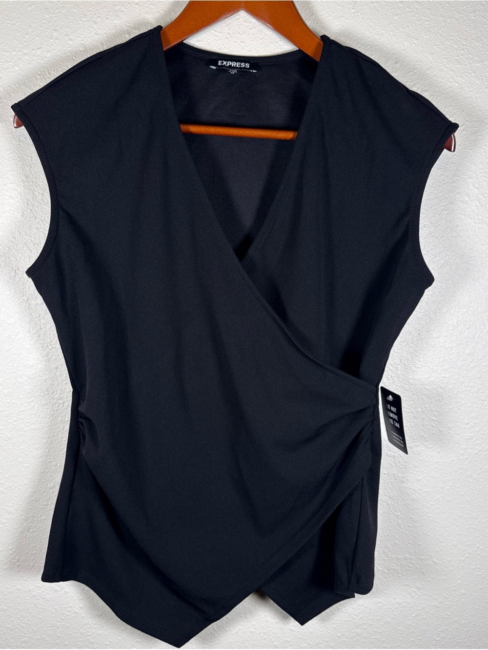 Express Asymmetrical Hem Faux Wrap Top Sleeveless V- Neck Going Out Top Medium